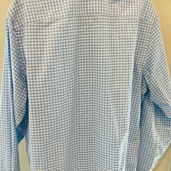 Men’s Large UNTUCKit 100% Cotton Powder Blue & White Striped Button Up - Picture 3 of 4